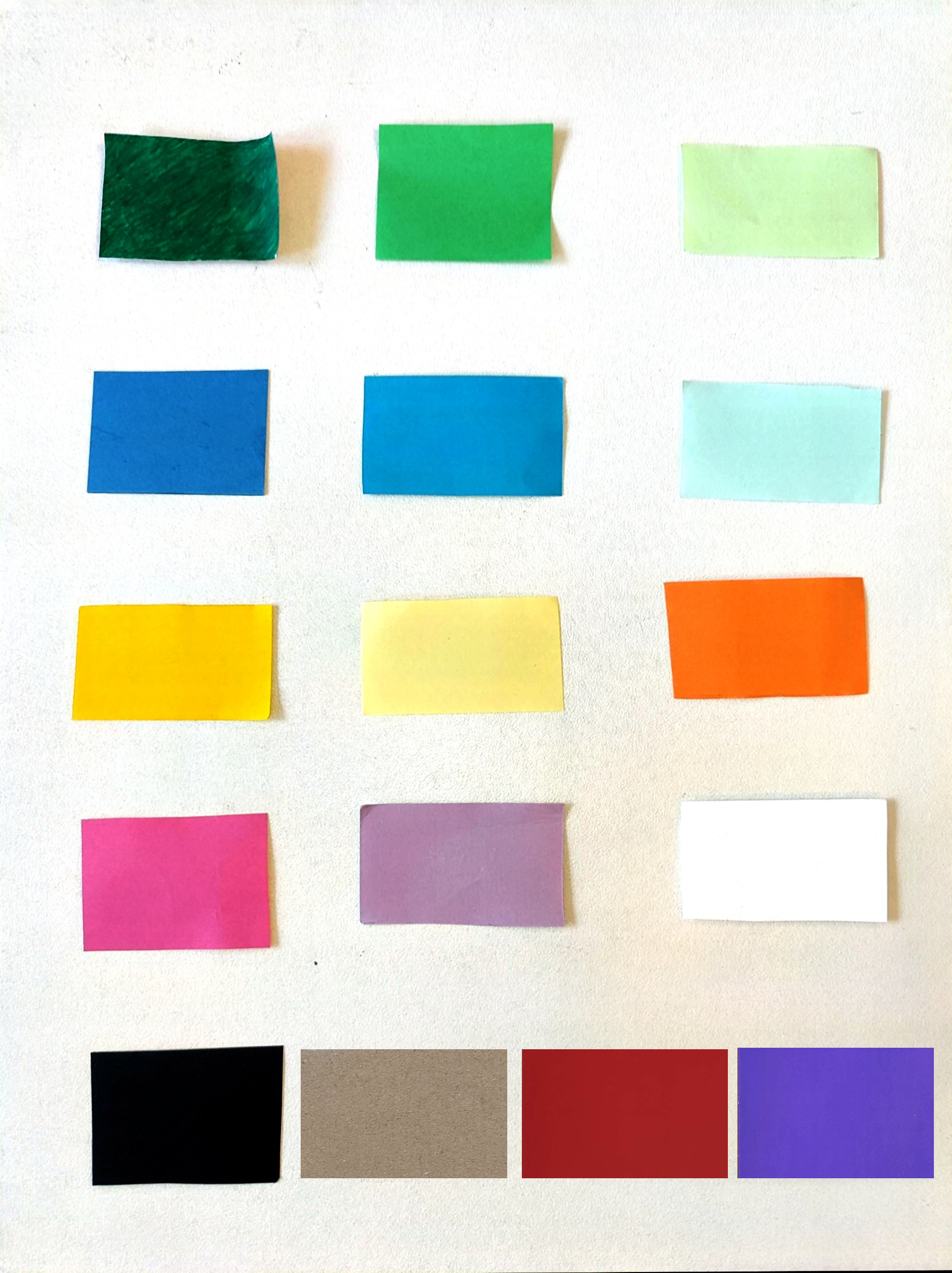 Catalogue de couleurs utilisées pour le projet